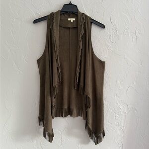 Kori Tan Sleeveless Vest with Fringe